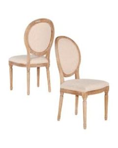 Linon Spencer Oval-Back Dining Chairs, Light Natural Brown/Natural, Set Of 2 Chairs