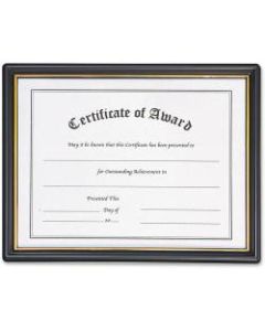 NuDell Plastic Framed Award Certificate - Holds 11in x 8.50in Insert - Horizontal - Hanger - 1 Each - Plastic - Black, Gold