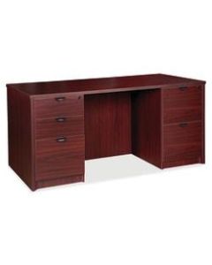 Lorell Prominence 2.0 Double Pedestal Desk, 66inW x 30inD, Mahogany