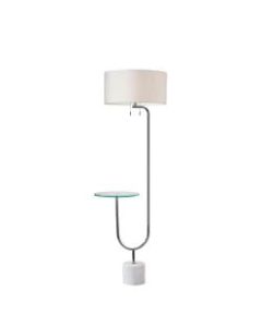 Adesso Sloan Shelf Floor Lamp, 65inH, White Marble Base/White Fabric Shade