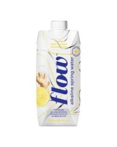 Flow Hydration Alkaline Spring Water, 17 Oz,  Lemon Ginger, Pack Of 12