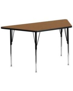 Flash Furniture Trapezoid Activity Table, Standard Height-Adjustable Legs, 29-1/2ft" x 57-1/4ft", Oak