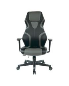 Office Star Rogue Faux Leather Gaming Chair, Gray/Black