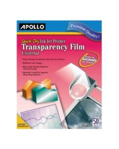 Apollo Quick-Dry Universal Inkjet Transparency Film, Box Of 50