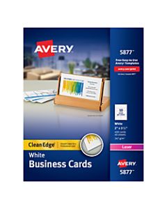 Avery Laser Clean-Edge Two-Side Printable Business Cards, 2in x 3 1/2in, White, Pack of 400