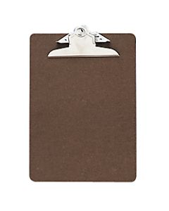 OIC 100% Recycled Hardboard Clipboard, Memo Size, 6in x 9in, Brown