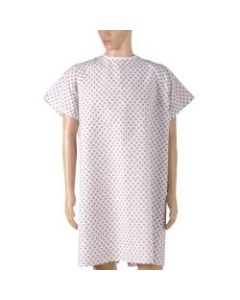 DMI Convalescent Hospital Gown With Back Ties, Adult, Print
