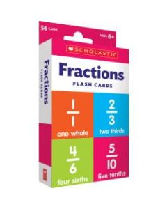 Scholastic Fractions Flash Cards, 6-5/16inH x 3-7/16inW, 2nd Grade, Pack Of 56 Cards