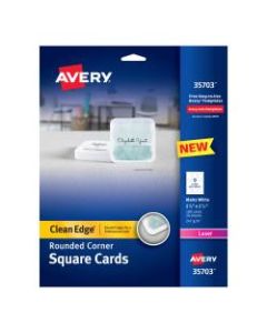 Avery Laser Square Cards with Rounded Edges, 2 1/2in x 2 1/2in, White, Pack of 180