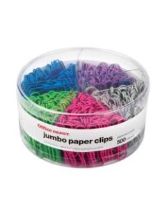 Office Depot Brand Jumbo Paper Clips, 1-7/8in, 20-Sheet Capacity, Assorted Colors, Pack Of 500 Clips