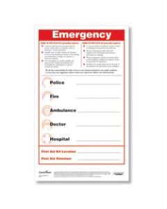 ComplyRight Emergency Numbers Safety Poster And Pen Set, English, 8 1/2in x 14in