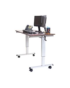Luxor Crank 60inW Adjustable Stand Up Desk, Dark Walnut/Silver