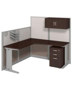 Bush Business Furniture Office In An Hour L Workstation With Storage & Accessory Kit, Mocha Cherry Finish, Standard Delivery