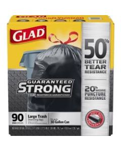 Glad Large Drawstring Trash Bags - Large Size - 30 gal - 30in Width x 32.99in Length - Black - Plastic - 3060/Bundle - Garbage, Indoor, Outdoor