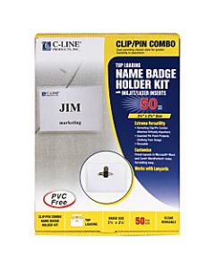 C-Line Sealed Clip/Pin Style Badge Holder Kit, Top Loading, 2 1/4in x 3 1/2in