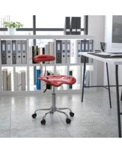 Flash Furniture Vibrant Low-Back Task Chair With Tractor Seat, Wine Red/Chrome