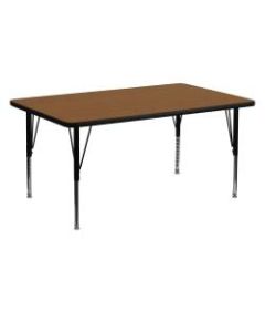 Flash Furniture 60inW Rectangular HP Laminate Activity Table With Short Height-Adjustable Legs, Oak