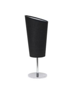 Simple Designs Mini Chrome Table Lamp With Angled Shade, 12-5/8inH, Black Shade/Chrome Base