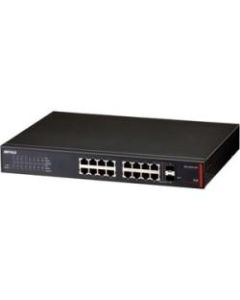 BUFFALO 16-Port Desktop/Rackmount Gigabit Green Ethernet High Power PoE Smart Switch (BS-GS2016P) - 16 x RJ-45 - Manageable - 10/100/1000Base-T, 1000Base-X - 2 x SFP Expansion Slots - 16 x 802.3af PoE - Metal Chassis - Lifetime Warranty*