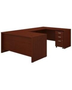 Bush Business Furniture Components 60inW U-Shaped Desk With 3-Drawer Mobile File Cabinet, Mahogany, Standard Delivery