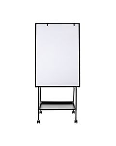MasterVision Melamine Creation Station Mobile Non-Magnetic Dry-Erase Whiteboard Easel, 29 1/2in x 74 7/8in, Aluminum Frame With Black Finish