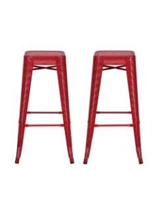 DHP Nova Metal Mesh Backless Bar Stool, Red