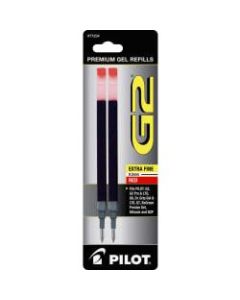Pilot G2 Premium Gel Ink Refills, Extra-Fine Point, 0.5 mm, Red Ink, Pack Of 2