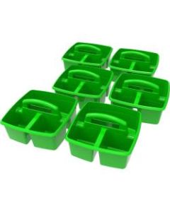 Storex Small Plastic Caddies, 5-1/4inH x 9-1/4inW x 9-1/4inD, Green, 6 Pack