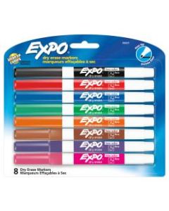 EXPO Low-Odor Dry-Erase Markers, Fine Point, Assorted Colors, Pack Of 8