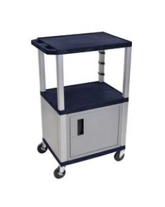H. Wilson Plastic Utility Cart With Locking Cabinet, 42 1/2inH x 24inW x 18inD, Topaz Blue/Nickel