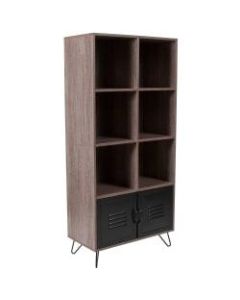 Flash Furniture 60inH 6-Cube Bookcase With Doors, Rustic
