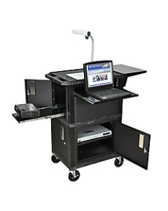 H. Wilson Ultimate Presentation Station With Locking Cabinets, Black