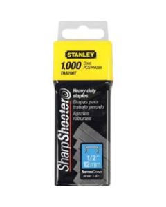 Stanley SharpShooter Heavy-Duty 1/2in Staples - Heavy Duty - 1/2in - 1/2in Leg - 3/8in Crown - Silver - 1000 / Box