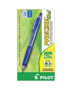 Pilot Precise BeGreen Gel Retractable Rollerball Pens, Fine Point, 0.7 mm, 83% Recycled, Blue Translucent Barrel, Blue Ink, Pack Of 12