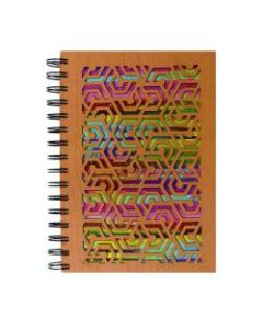 Inkology Laser Cut Journals, 5-7/8in x 8-1/4in, College Ruled, 192 Pages (96 Sheets), Rainbow Wood, Pack Of 6 Journals