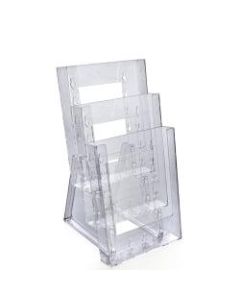 Azar Displays Tiered Modular 3-Pocket Crystal Styrene Brochure Holders, 11 3/4inH x 6 1/4inW x 7inD, Clear, Pack Of 2