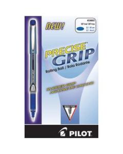 Pilot Precise Grip Liquid Ink Rollerball Pens, Extra Fine Point, 0.5 mm, Blue Metallic Barrel, Blue Ink, Pack Of 12 Pens
