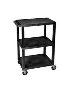 H. Wilson 3-Shelf Plastic Specialty Utility Cart, 34inH x 24inW x 18inD, Black Shelves/Black Legs