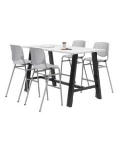 KFI Midtown Bistro Table With 4 Stacking Chairs, 41inH x 36inW x 72inD, Designer White/Light Gray