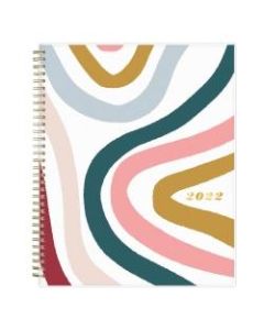 Blue Sky Brit + Co Frosted Weekly/Monthly Planner, 8-1/2in x 11in, Rainbow Swirls, January To December 2022, 136013