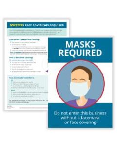 ComplyRight Corona Virus And Health Safety Posters, Face Coverings/Masks Required, English, 10in x 14in, Set Of 2 Posters