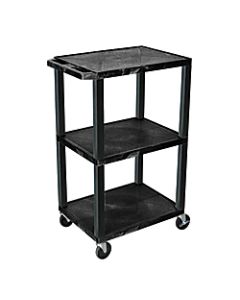 H. Wilson 42in Plastic Utility Cart With Platform Shelves, 42inH x 24inW x 18inD, Black