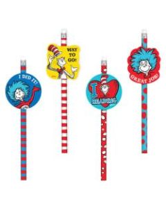 Amscan Dr. Seuss Pencils With Cutouts Party Favors, 7-1/2in x 2in, Multicolor, 12 Pencils Per Pack, Set Of 3 Packs