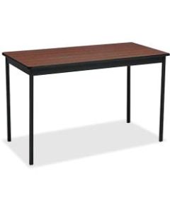 Barricks Utility Table - Laminated Rectangle, Walnut Top - Square Leg Base - 4 Legs - 48in Table Top Length x 24in Table Top Width x 0.75in Table Top Thickness - 30in Height - Assembly Required - Steel