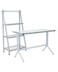 Flash Furniture 43-1/4in Glass Computer Desk With Bookshelf, Clear/White