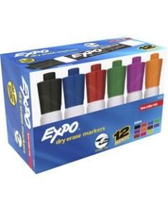 EXPO Low-Odor Dry-Erase Markers, Chisel Point, Assorted Colors, Pack Of 12