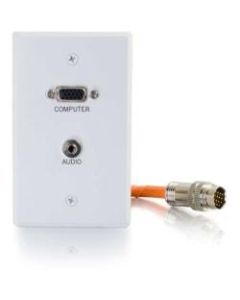 C2G-RapidRun VGA (HD15) + 3.5mm Single Gang Wall Plate - White - 1-gang - White - Aluminum - 1 x Mini-phone Port(s) - 1 x VGA Port(s)