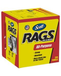 Scott Rags All-Purpose - Wipe - 10in Width x 13in Length - 200 / Box - 1600 / Carton - White