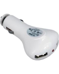 QVS 2-Port 2.4Amp USB Car Charger for iPod/iPhone/iPad/iPad 2/iPad 3 - 1 Pack - 12 V DC, 24 V DC Input - 5 V DC/2.10 A Output - White