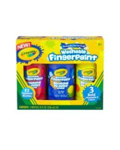 Crayola Washable Primary Color Finger Paint Set, 8 Oz, Assorted Colors, Pack Of 3